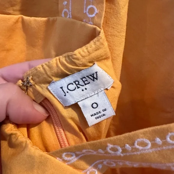 J. Crew Embroidered Scalloped Tiered Midi Dress 0 Marigold - Picture 5 of 14